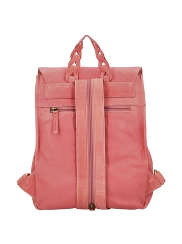 HIDE & STITCHES Leder-Rucksack "Daydreamer" in Pink - (B)25 x (H)32 x (T)12 cm