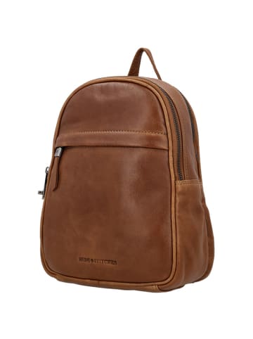 HIDE & STITCHES Leren rugzak "Porto" bruin - (B)20 x (H)27 x (D)12 cm