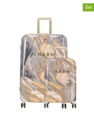 Charm 2tlg. Hardcase-Trolleyset in Grau/ Creme