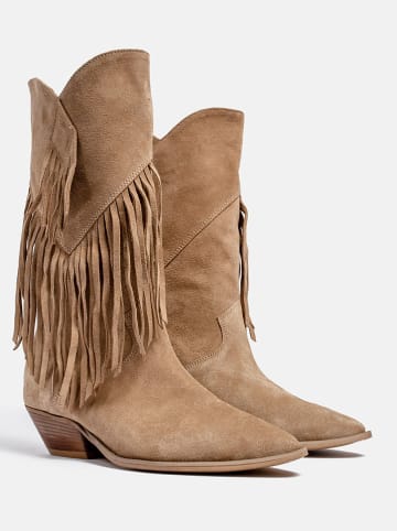 loft37 Leder-Cowboy-Boots in Beige