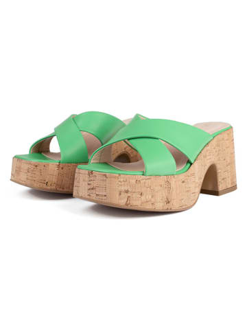 loft37 Leren slippers groen