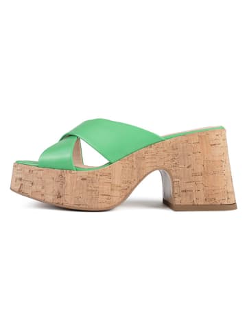loft37 Leren slippers groen