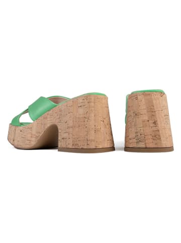 loft37 Leren slippers groen