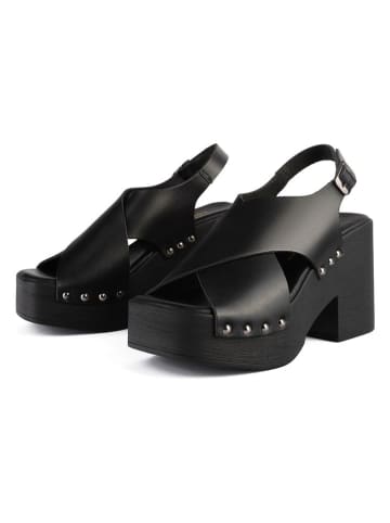 loft37 Leren haksandalen zwart