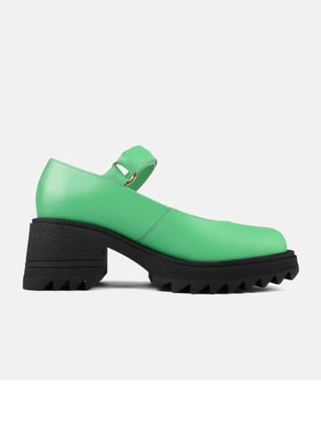 loft37 Leren pumps met bandje groen