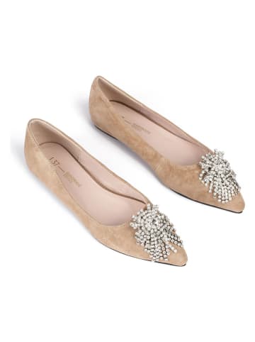 loft37 Leren ballerina's beige