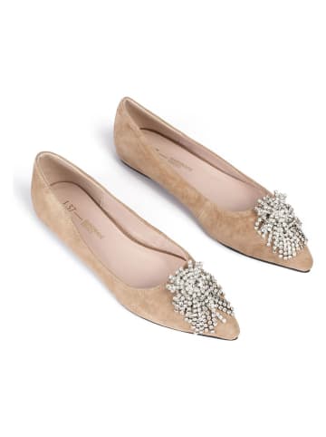 loft37 Leren ballerina's beige