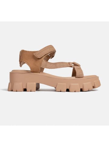 loft37 Leder-Sandaletten in Beige