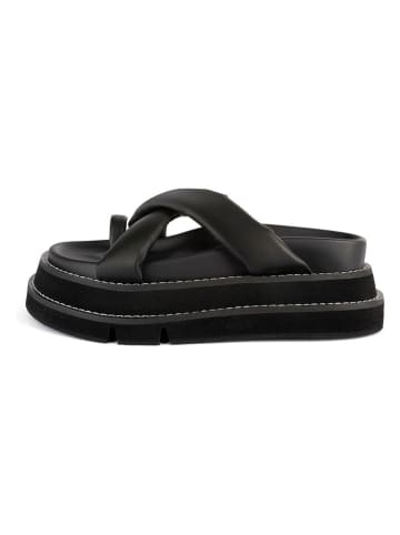 loft37 Leren teenslippers zwart