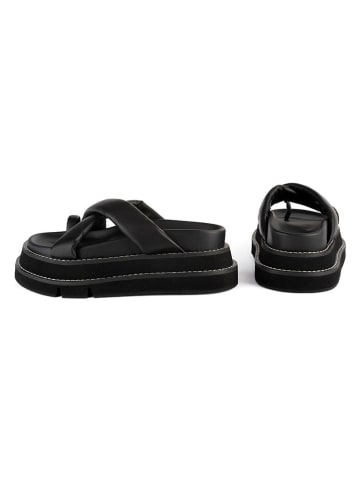 loft37 Leren teenslippers zwart