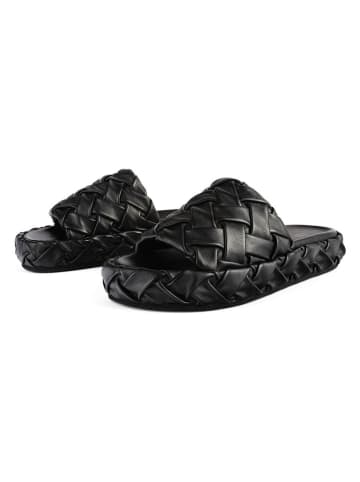 loft37 Leren slippers zwart