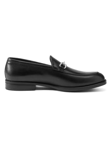 British Passport Leder-Mokassins in Schwarz