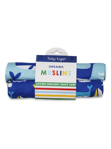 Toby Tiger 2er-Set: Spucktücher in Hellblau/ Blau