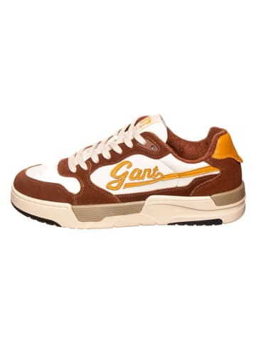 Gant Leder-Sneakers in Weiß/ Braun/ Orange