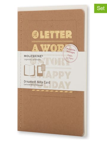 Moleskine Notatniki (2 szt.) "Lettering" w kolorze beżowym z zawieszką - 11,5 x 17,5 cm