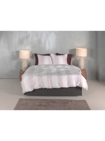 Zo!Home Mako-Satin-Bettwäsche-Set "Tratti di Satinado" in Weiß/ Rosa