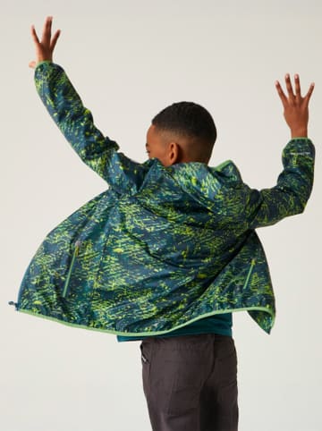 Regatta Regenjacke "Printed Lever" in Blau/ Gelb/ Grün