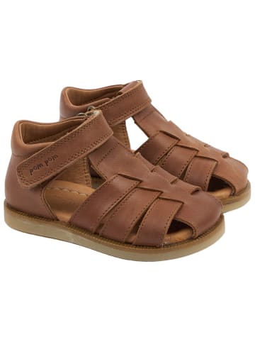 POM POM Leren enkelsandalen lichtbruin