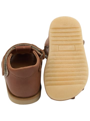 POM POM Leder-Halbsandalen in Hellbraun