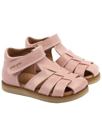 POM POM Leder-Halbsandalen in Rosa