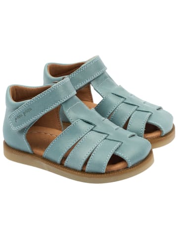 POM POM Leder-Halbsandalen in Blau