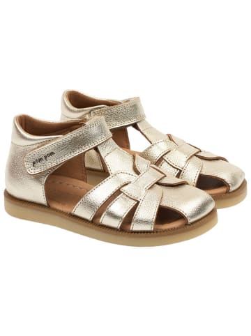 POM POM Leren enkelsandalen goudkleurig