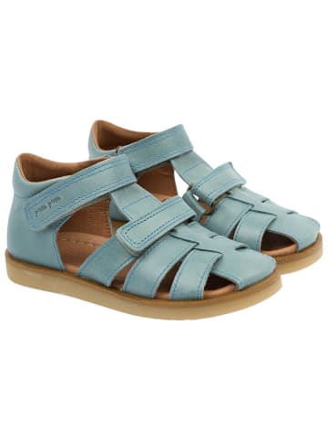 POM POM Leder-Halbsandalen in Blau