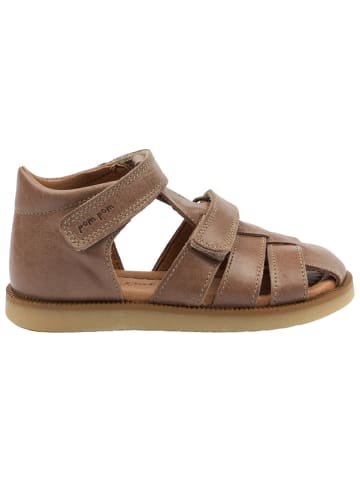 POM POM Leder-Halbsandalen in Hellbraun