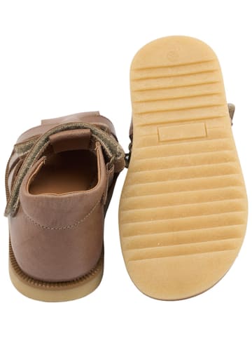POM POM Leder-Halbsandalen in Hellbraun