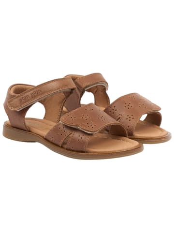 POM POM Leder-Sandalen in Hellbraun