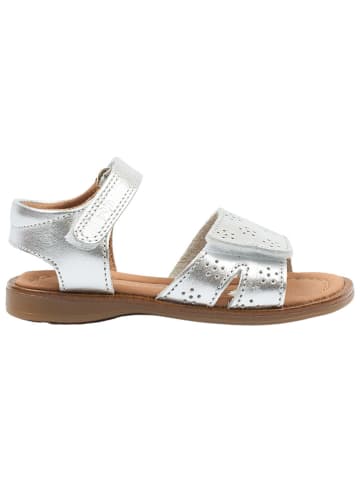 POM POM Leder-Sandalen in Silber