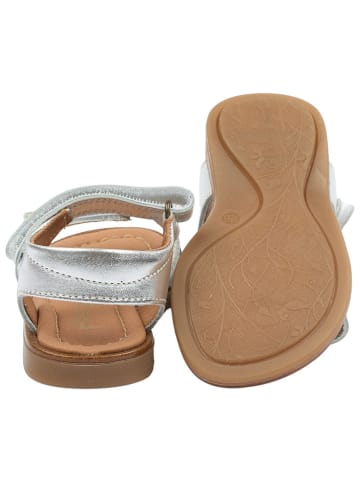 POM POM Leder-Sandalen in Silber