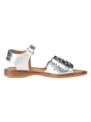 POM POM Leder-Sandalen in Silber