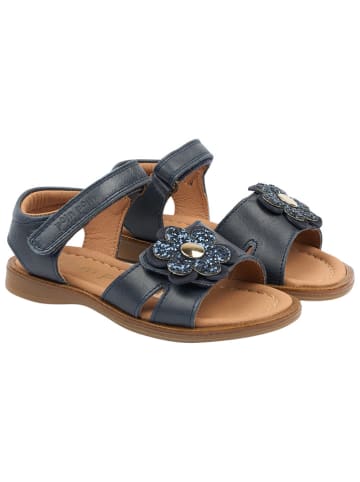POM POM Leder-Sandalen in Dunkelblau