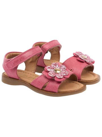POM POM Leder-Sandalen in Pink