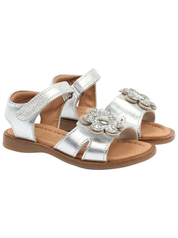 POM POM Leren sandalen zilverkleurig
