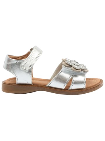 POM POM Leder-Sandalen in Silber