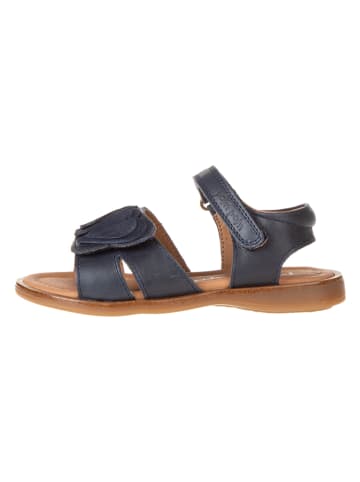 POM POM Leder-Sandalen in Dunkelblau
