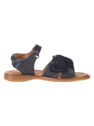 POM POM Leder-Sandalen in Dunkelblau