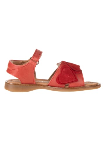 POM POM Leder-Sandalen in Rot