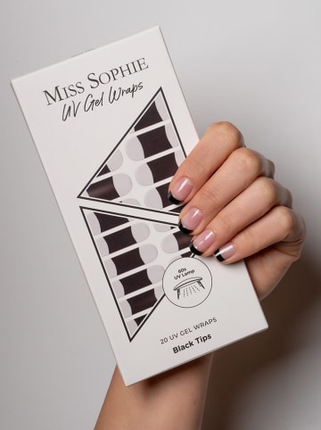 MISS SOPHIE UV-Gel-Nagelfolien "Black Tips" - 20 Stück