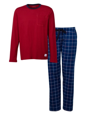 Seidensticker Pyjama in Rot/ Blau
