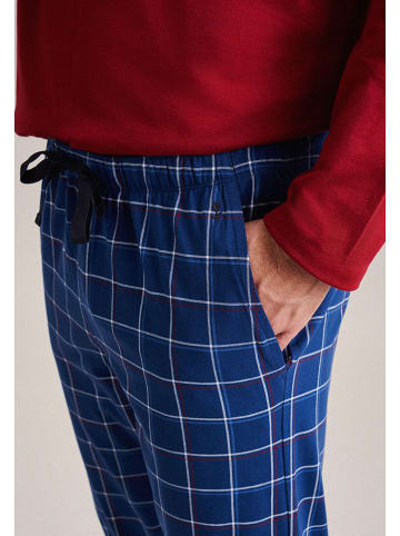 Seidensticker Pyjama in Rot/ Blau