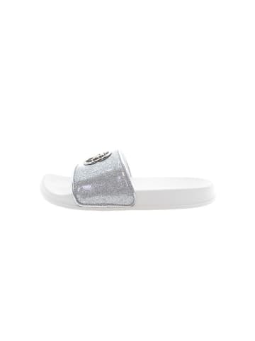U.S. Polo Assn. Pantoletten in Weiß/ Silber