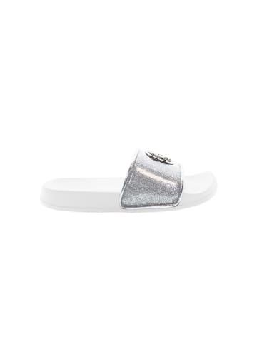 U.S. Polo Assn. Pantoletten in Weiß/ Silber