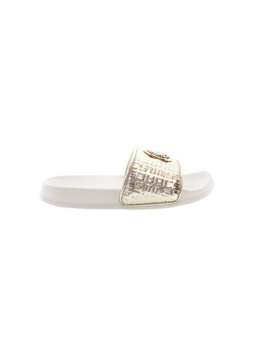 U.S. Polo Assn. Pantoletten in Weiß/ Gold