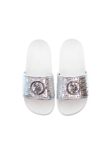 U.S. Polo Assn. Pantoletten in Weiß/ Silber