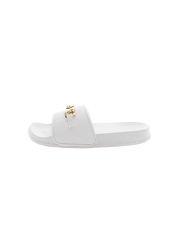 U.S. Polo Assn. Pantoletten in Weiß/ Gold