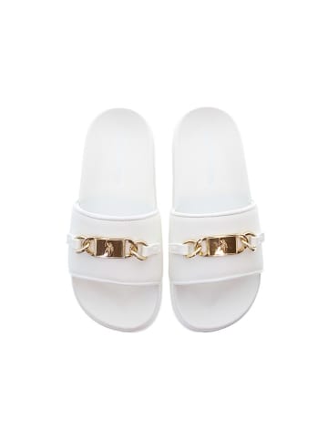 U.S. Polo Assn. Pantoletten in Weiß/ Gold