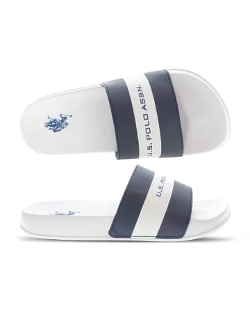 U.S. Polo Assn. Pantoletten in Weiß/ Dunkelblau